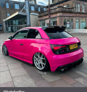 Pink Audi S1 with some short number plates