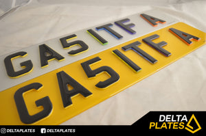 Skittles! Multi Coloured 3D GEL Neon number plates