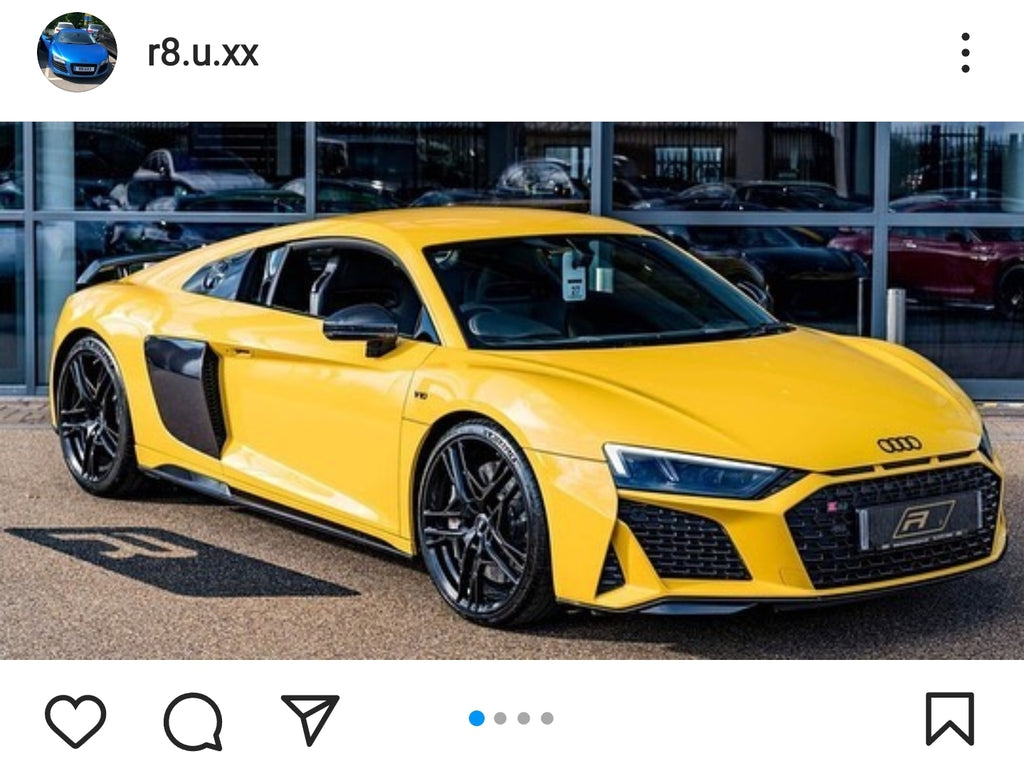 Neon Yellow R8 Yellow Audi R8 V10 Performance with some 4D gel plates – Delta Plates